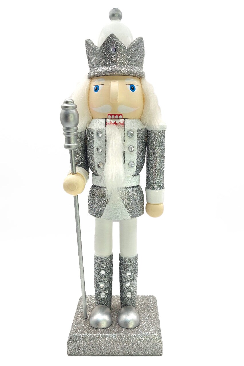 Christmas Nutcracker the Staffbearer. Wizardi Classic Wooden Festive Decoration F07M14-35-N01364C